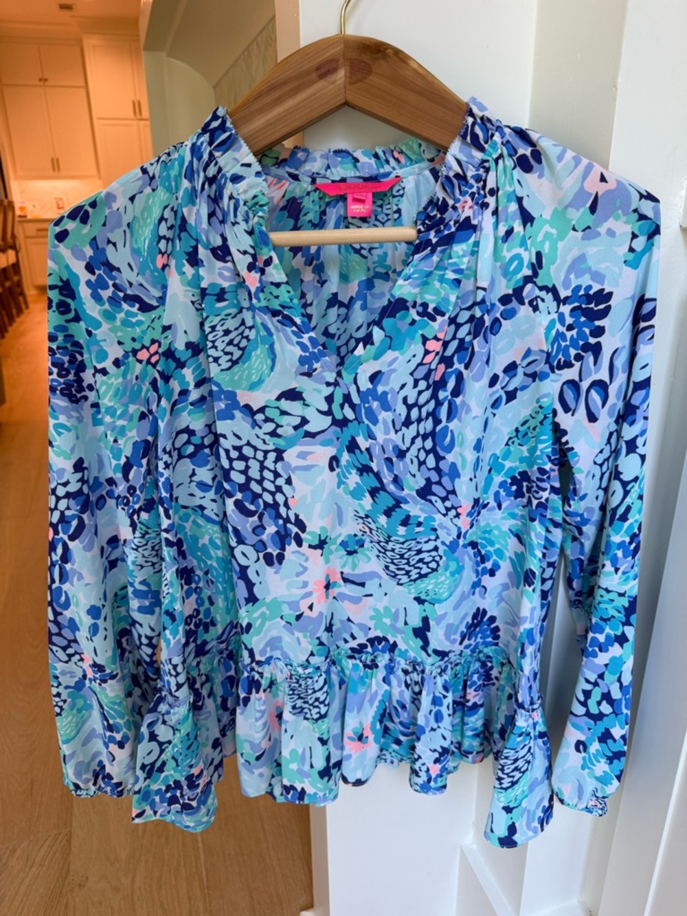Lilly Pulitzer Multicolor Blue & Teal Floral Blouse size XS